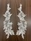 1 Pair Beaded Floral Lace Applique Embroidered on 100% Polyester Organza 10" x 2.5" Each Side